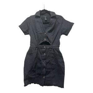 Forever 21 Black Cut-Out Denim Dress
